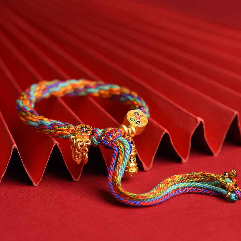 Tibetan Om Mani Padme Hum Dreamcatcher Luck Reincarnation Knot String Bracelet - Lunaria