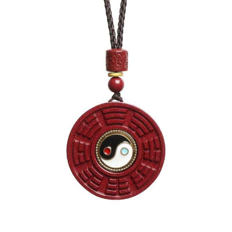 Cinnabar Tai Chi Bagua Rotatable Pendant Zodiac Year Necklace Sweater Chain Pendant - Lunaria
