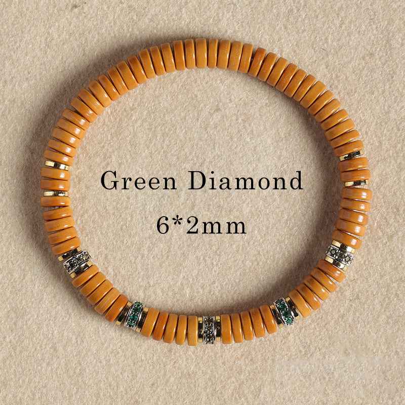 Olive Kernel High Oil Tablet Beads Bracelet Old Money Style - Lunaria