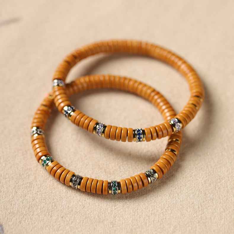 Olive Kernel High Oil Tablet Beads Bracelet Old Money Style - Lunaria