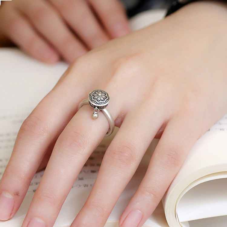 Om Mani Padme Hum Prayer Wheel Ring Open Finger Ring Vintage Lotus Rotating Ring - Lunaria