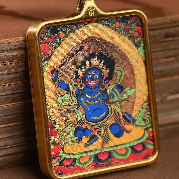 Tibetan Dzi Bead Necklace Thangka Pendant Zakiram Necklace - Lunaria