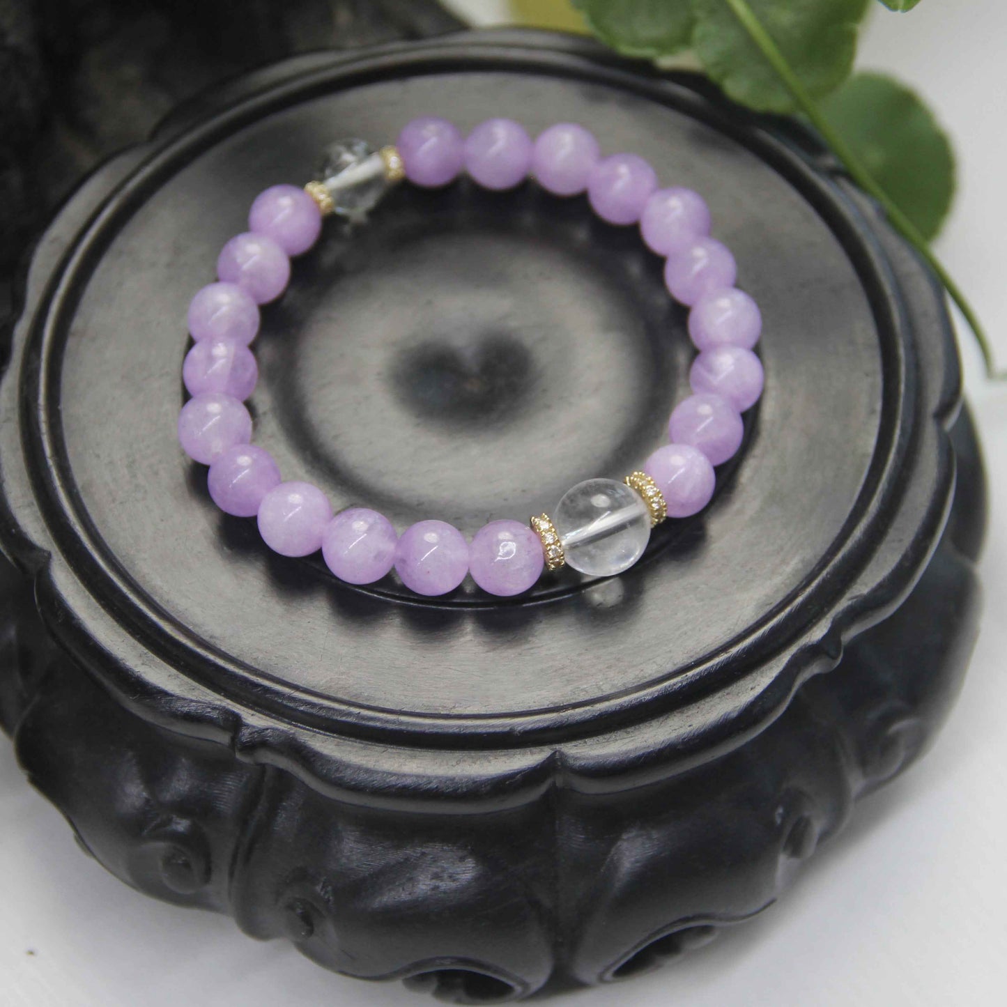 New Chinese Style Purple Jade White Crystal Bracelet - Lunaria