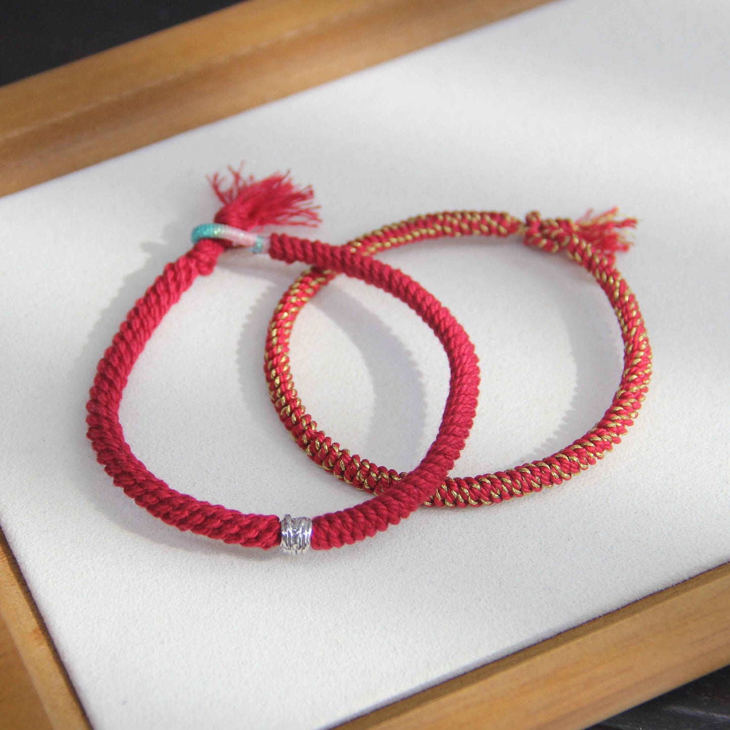 Hand-woven Lucky Red String Stacking Bracelet 2PCs - Lunaria