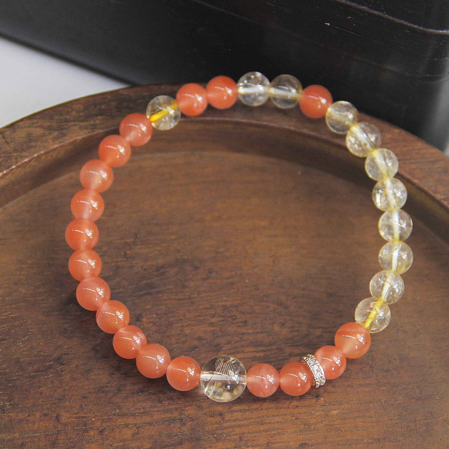 New Chinese Style Natural South Red Stone Citrine Bracelet With Multiple Circles - Lunaria