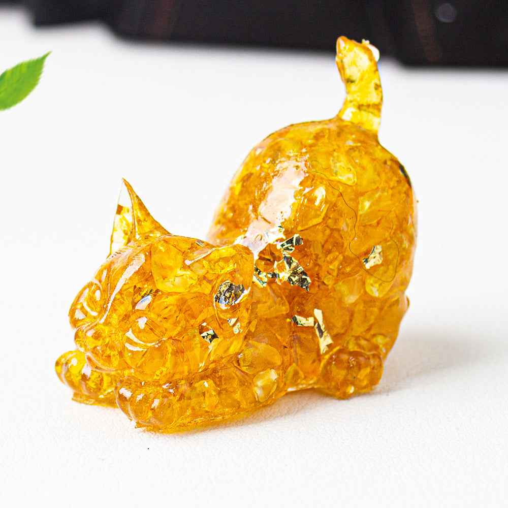 Natural Crystal Decoration Gravel Glue Tail Cat Desktop Pet - Lunaria