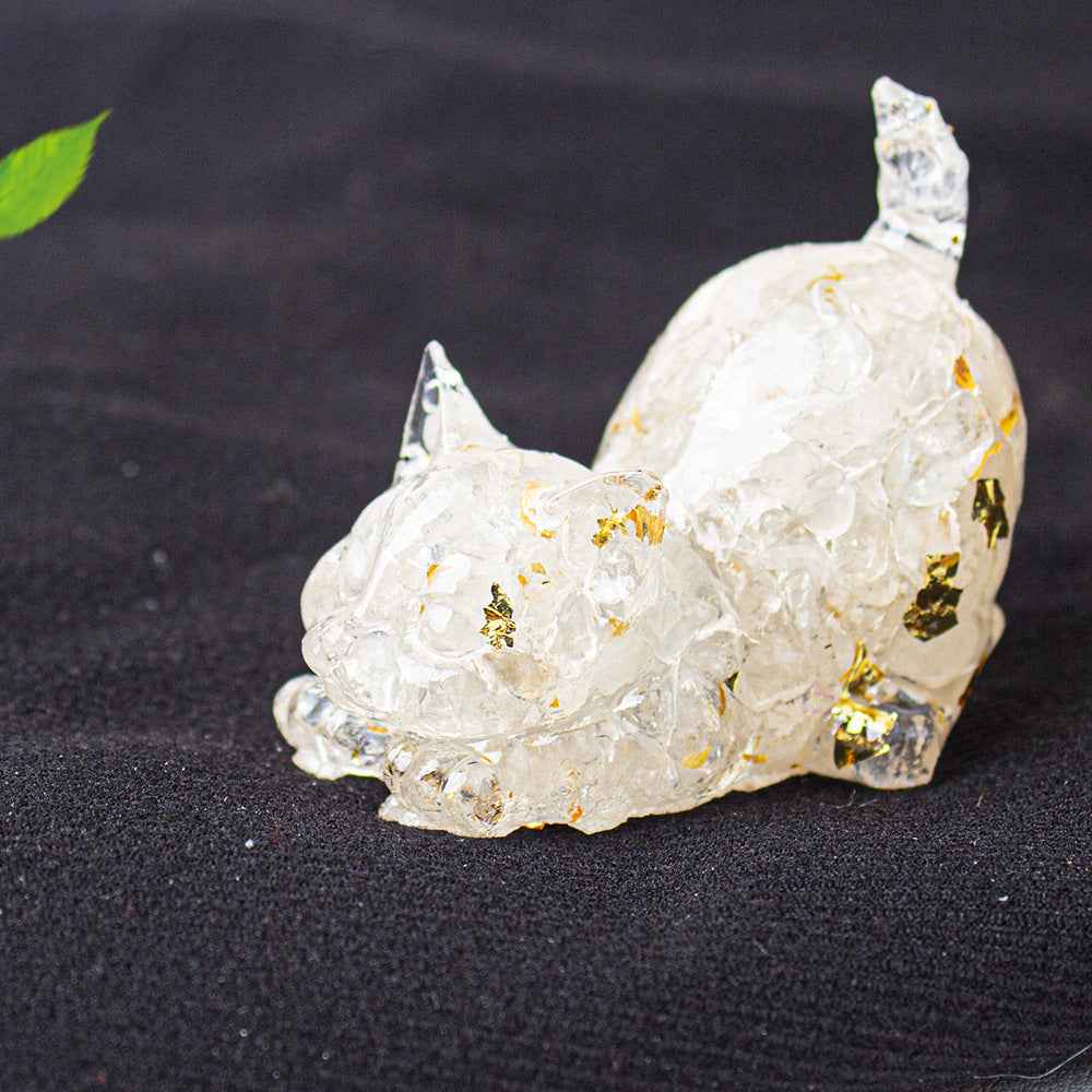 Natural Crystal Decoration Gravel Glue Tail Cat Desktop Pet - Lunaria
