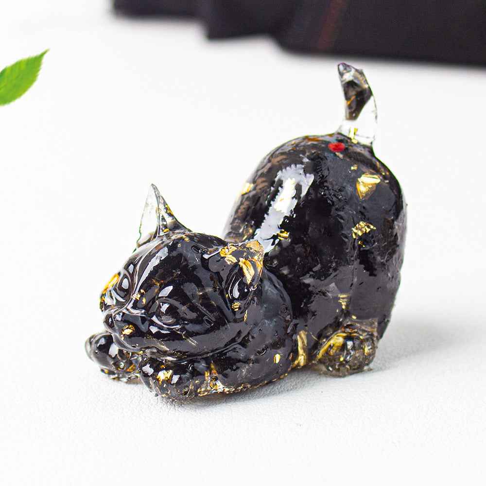 Natural Crystal Decoration Gravel Glue Tail Cat Desktop Pet - Lunaria