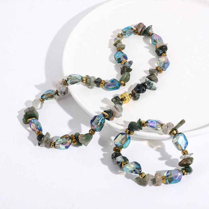 Vintage Natural Stone Agate Crystal Beaded Necklace Clavicle Chain - Lunaria