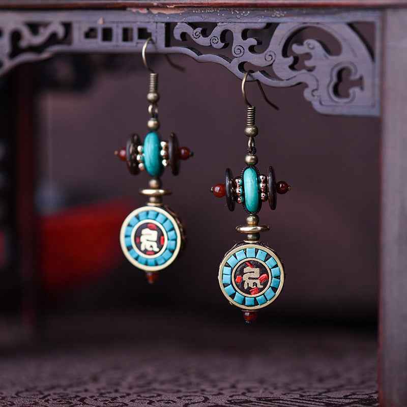 Nepalese Exotic Tibetan Earrings Ethnic Style Personalized Handmade Earrings - Lunaria