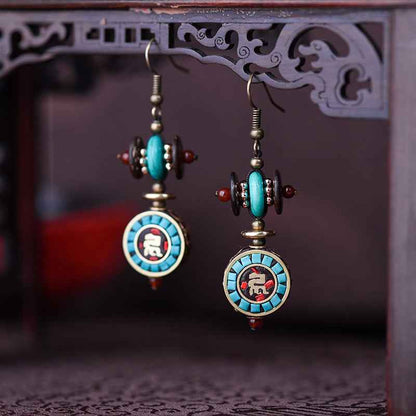 Nepalese Exotic Tibetan Earrings Ethnic Style Personalized Handmade Earrings - Lunaria