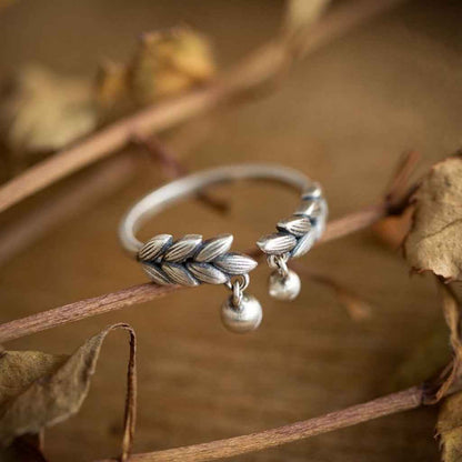 Vintage Silver Wheat Ear Bell Ring Adjustable Blessing Ring - Lunaria