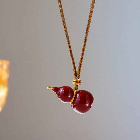 Enamel Gourd Elegant Vintage Pendant Necklace - Lunaria