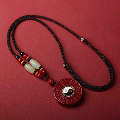 Cinnabar Tai Chi Bagua Rotatable Pendant Zodiac Year Necklace Sweater Chain Pendant - Lunaria