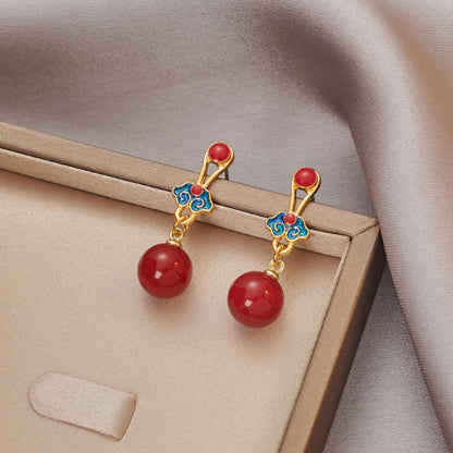 Handmade Earrings Retro Palace Earrings Traditional Auspicious Cloud Blessing Earrings - Lunaria