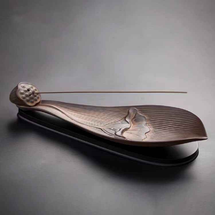 Lotus Pod Zen Healing Brown Ceramic Stick Incense Burner Decoration - Lunaria