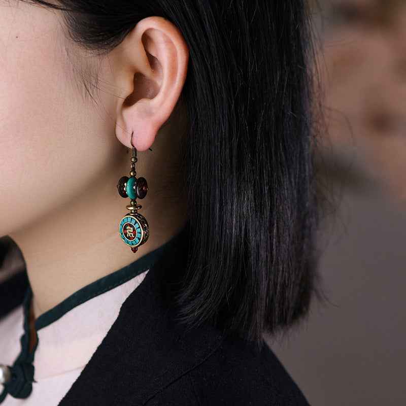 Nepalese Exotic Tibetan Earrings Ethnic Style Personalized Handmade Earrings - Lunaria