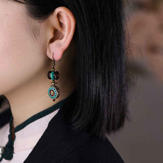 Nepalese Exotic Tibetan Earrings Ethnic Style Personalized Handmade Earrings - Lunaria