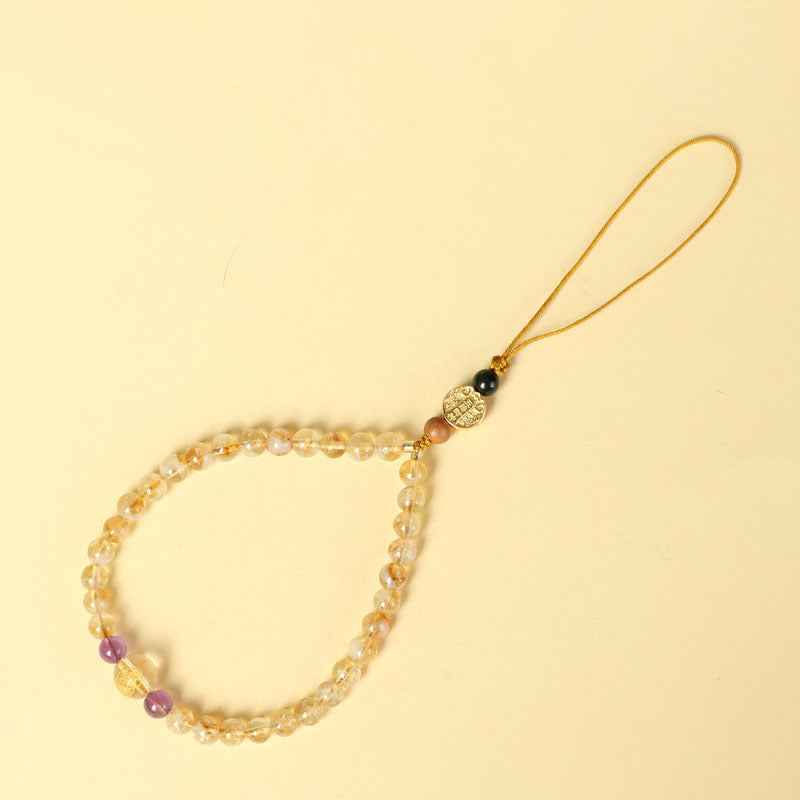 Citrine Om Mani Padme Hum Pendant Amethyst Key Pendant Crystal Phone Chain - Lunaria
