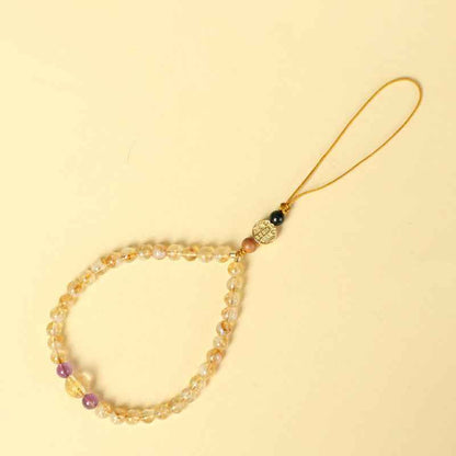 Citrine Om Mani Padme Hum Pendant Amethyst Key Pendant Crystal Phone Chain - Lunaria