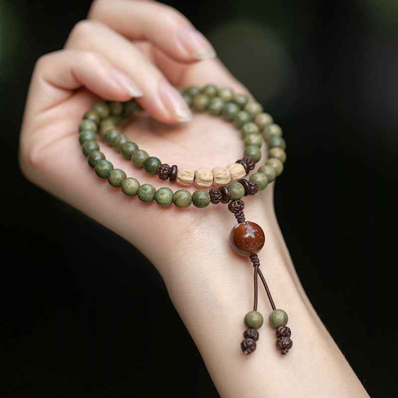 Green Sandalwood Buddhist Beads Bracelet Passion Fruit Seed Bracelet Couple Ethnic Style - Lunaria