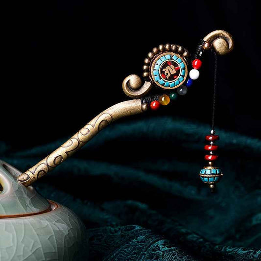 Retro Tibetan Hairpin Chinese Style Pendant Hair Accessories - Lunaria