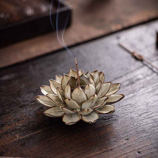 Incense Stick Lotus Plate Incense Burner Household Ceramic Ornaments - Lunaria