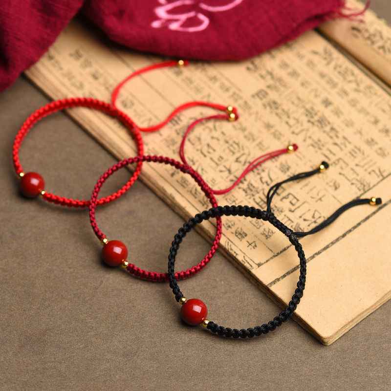 Natural Cinnabar Couple Bracelet Pure Handmade Gemstone Protection Bracelet - Lunaria