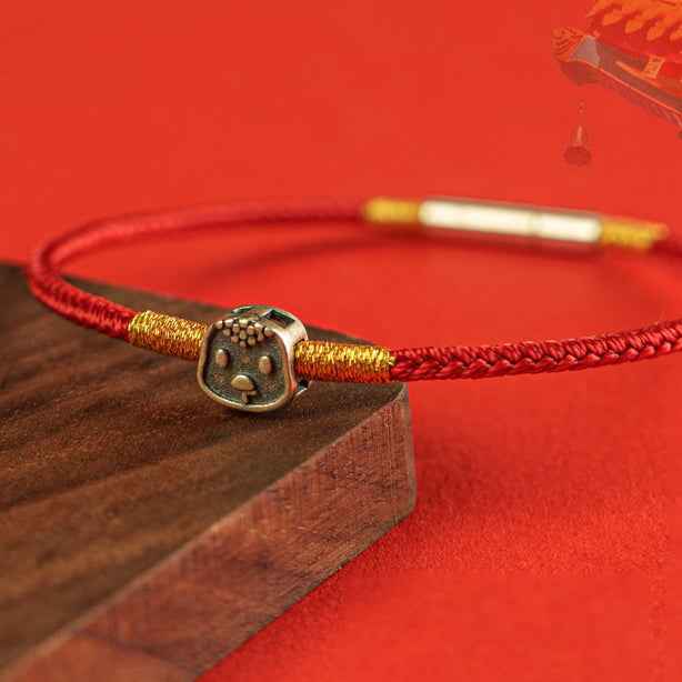 Hand-woven Chinese Zodiac Bracelet 925 Silver Lucky Birth Year Protection Red Rope - Lunaria