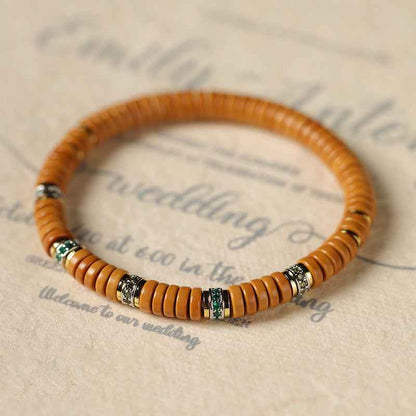 Olive Kernel High Oil Tablet Beads Bracelet Old Money Style - Lunaria