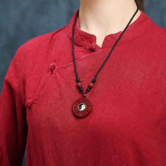 Cinnabar Tai Chi Bagua Rotatable Pendant Zodiac Year Necklace Sweater Chain Pendant - Lunaria