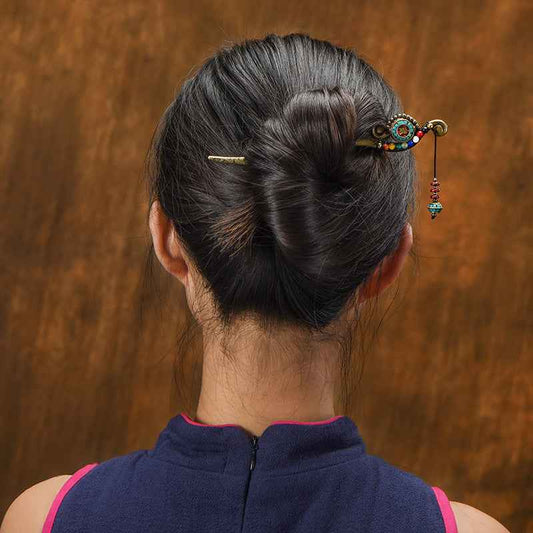 Retro Tibetan Hairpin Chinese Style Pendant Hair Accessories - Lunaria