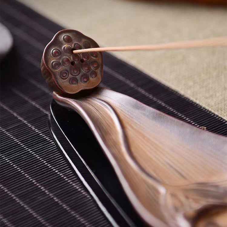 Lotus Pod Zen Healing Brown Ceramic Stick Incense Burner Decoration - Lunaria