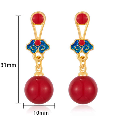 Handmade Earrings Retro Palace Earrings Traditional Auspicious Cloud Blessing Earrings - Lunaria