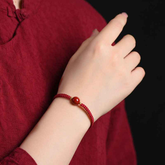 Natural Cinnabar Couple Bracelet Pure Handmade Gemstone Protection Bracelet - Lunaria
