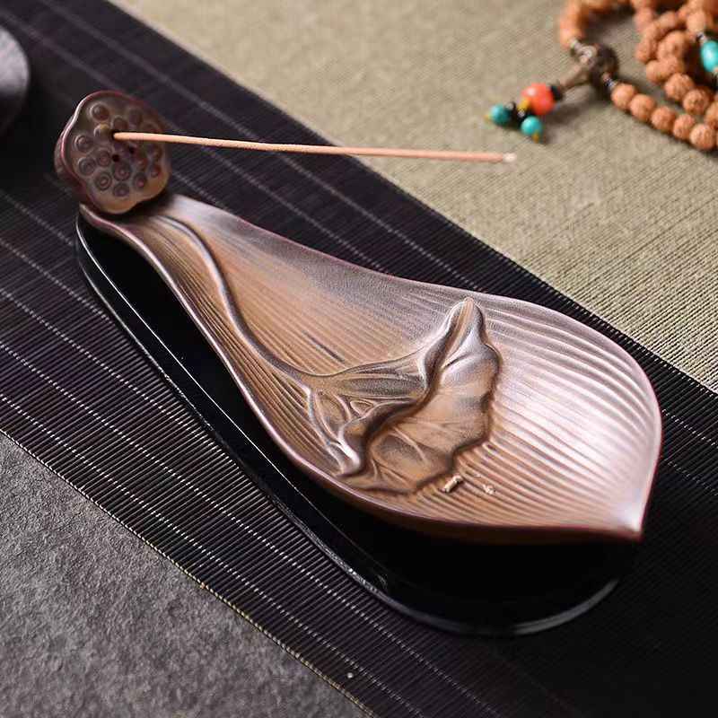 Lotus Pod Zen Healing Brown Ceramic Stick Incense Burner Decoration - Lunaria