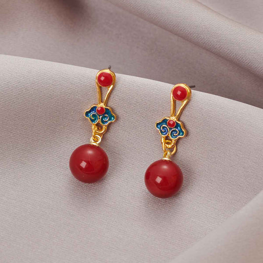 Handmade Earrings Retro Palace Earrings Traditional Auspicious Cloud Blessing Earrings - Lunaria
