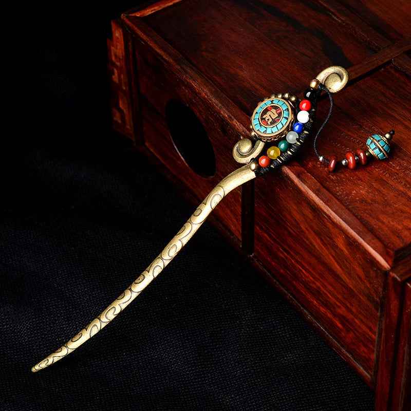 Retro Tibetan Hairpin Chinese Style Pendant Hair Accessories - Lunaria