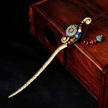 Retro Tibetan Hairpin Chinese Style Pendant Hair Accessories - Lunaria
