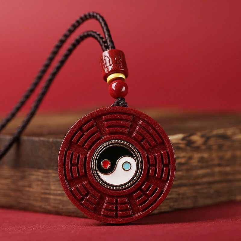 Cinnabar Tai Chi Bagua Rotatable Pendant Zodiac Year Necklace Sweater Chain Pendant - Lunaria