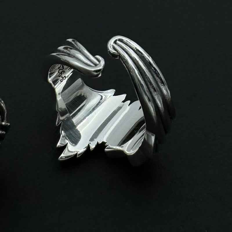 Silver-plated Wing Ring Antique Angel Wings Adjustable Vintage Ring - Lunaria