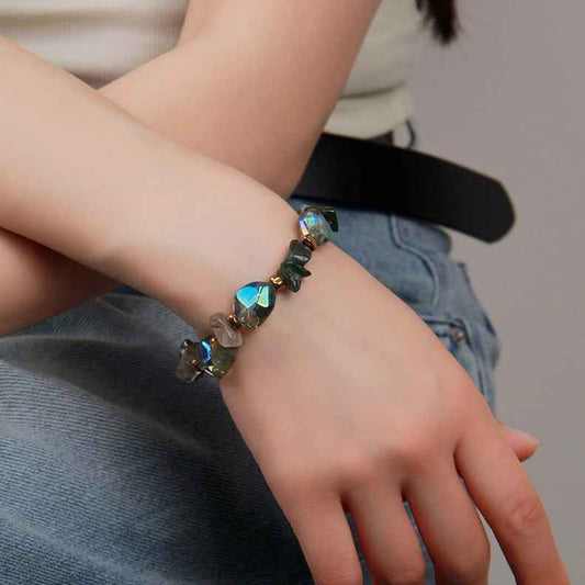 Vintage Natural Stone Agate Crystal Beaded Bracelet Irregular Stone - Lunaria