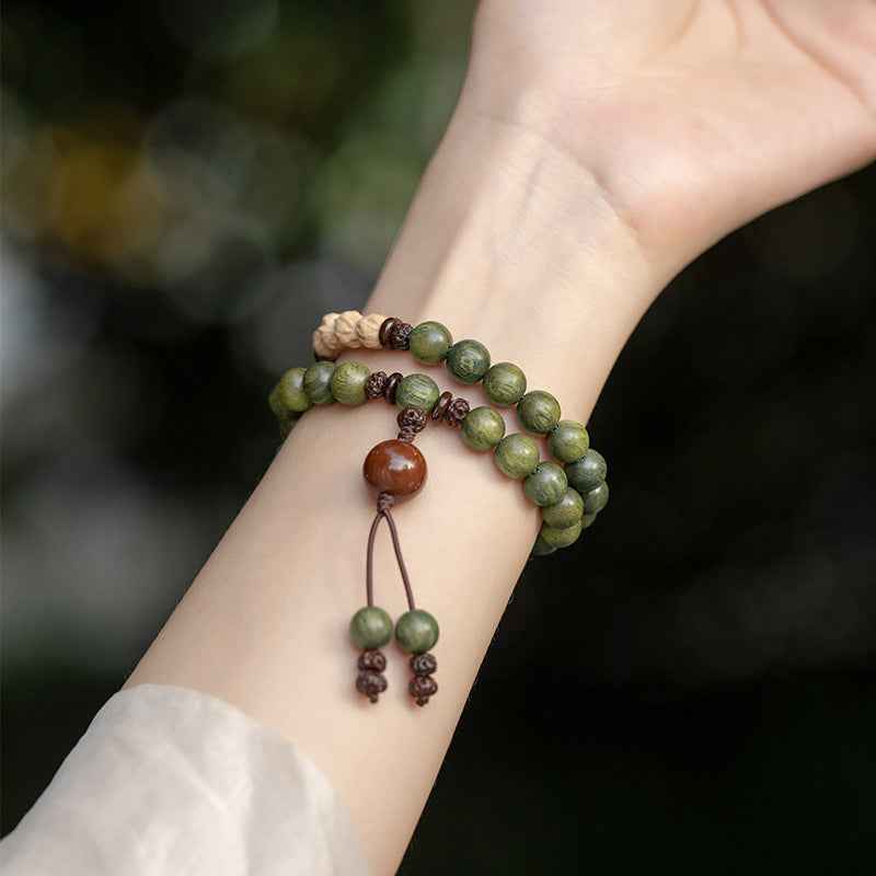 Green Sandalwood Buddhist Beads Bracelet Passion Fruit Seed Bracelet Couple Ethnic Style - Lunaria