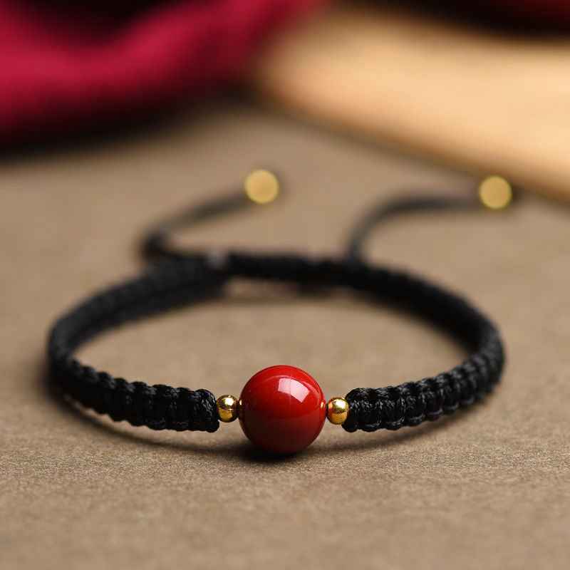 Natural Cinnabar Couple Bracelet Pure Handmade Gemstone Protection Bracelet - Lunaria