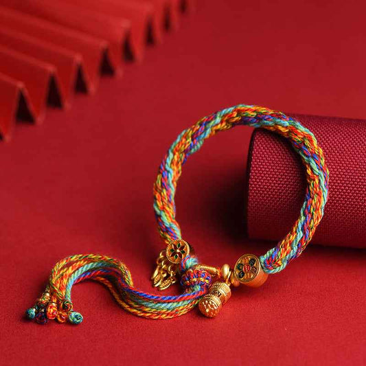 Tibetan Om Mani Padme Hum Dreamcatcher Luck Reincarnation Knot String Bracelet - Lunaria