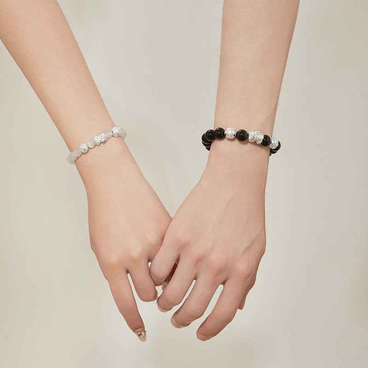 Silver Pixiu Obsidian Bracelet Cat's Eye Stone Couple Bracelet Valentine's Day Gift - Lunaria