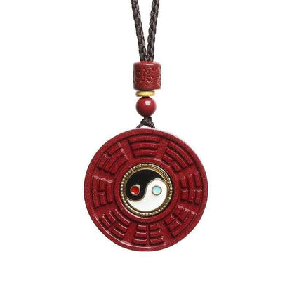 Cinnabar Tai Chi Bagua Rotatable Pendant Zodiac Year Necklace Sweater Chain Pendant - Lunaria