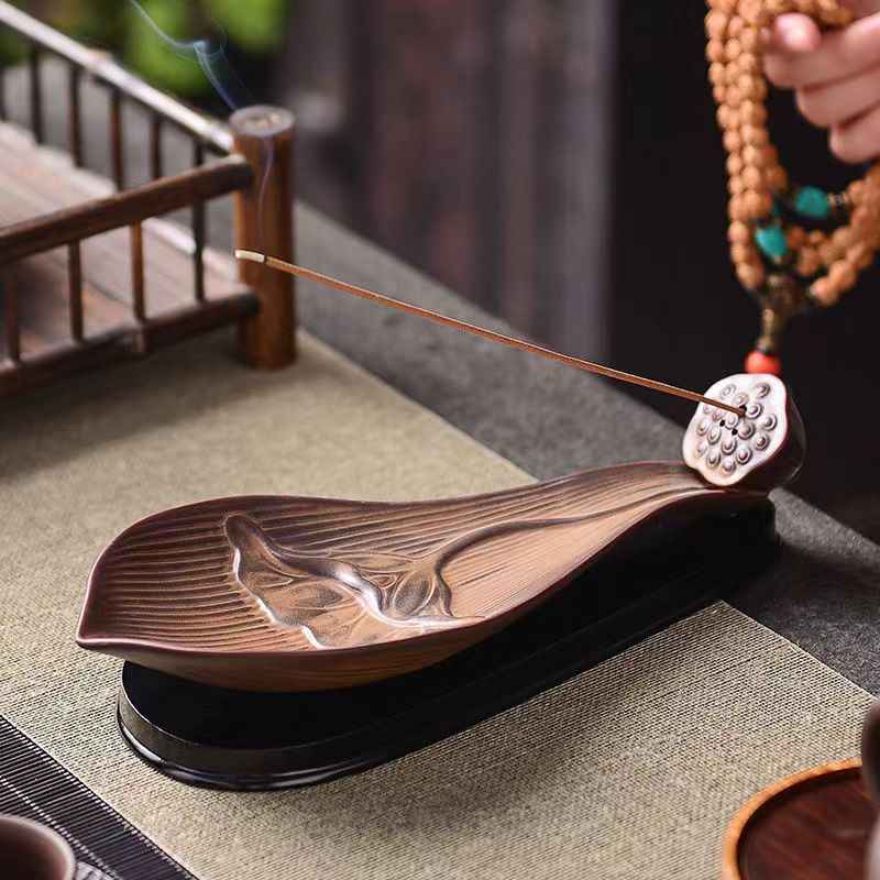 Lotus Pod Zen Healing Brown Ceramic Stick Incense Burner Decoration - Lunaria