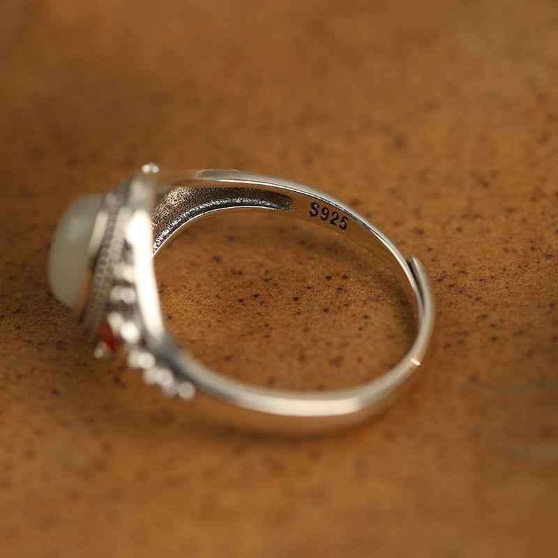 Tibetan Ring 925 Sterling Silver South Red Agate Vintage Jewelry - Lunaria