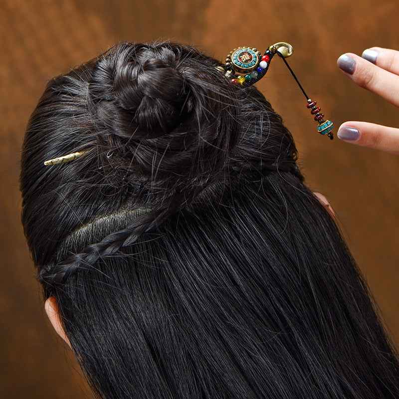 Retro Tibetan Hairpin Chinese Style Pendant Hair Accessories - Lunaria